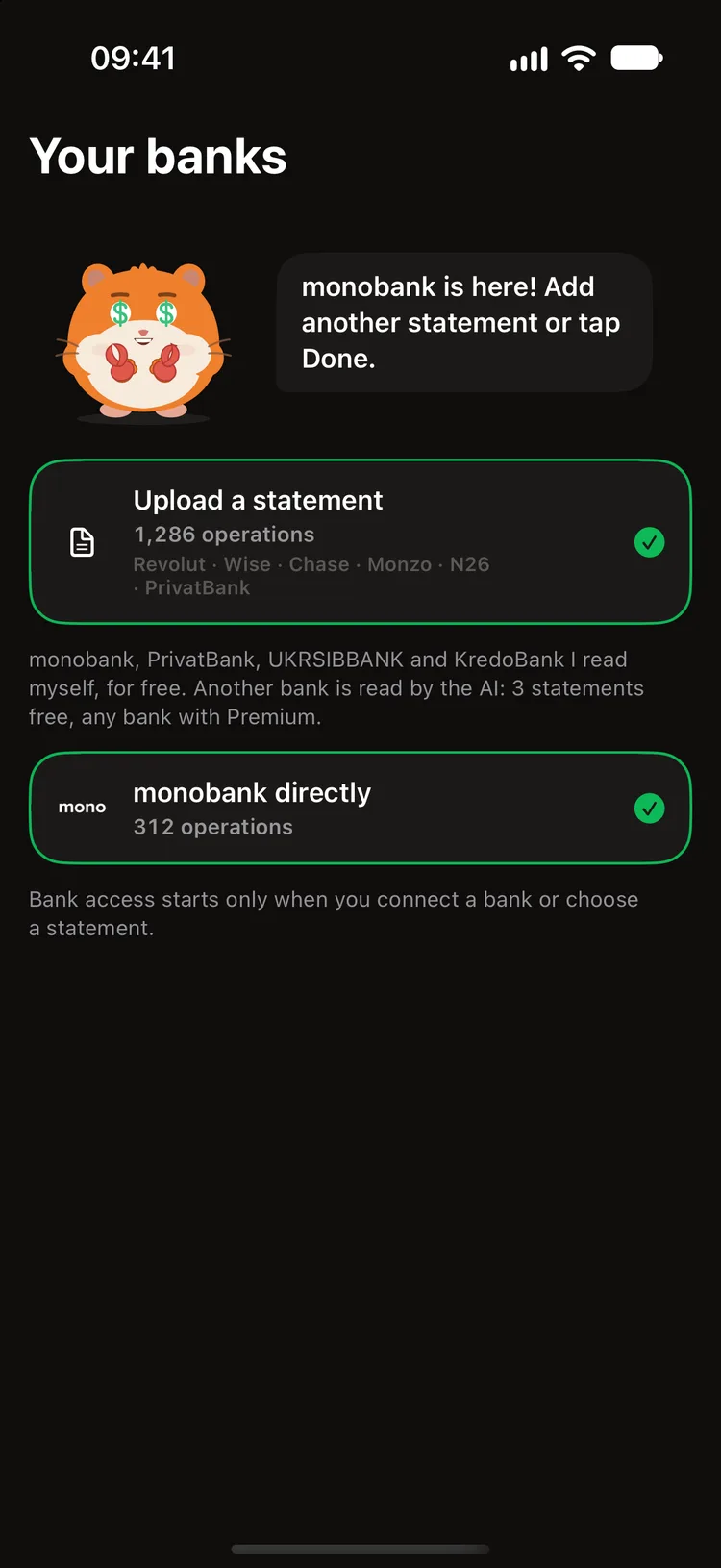 monobank and bank statements