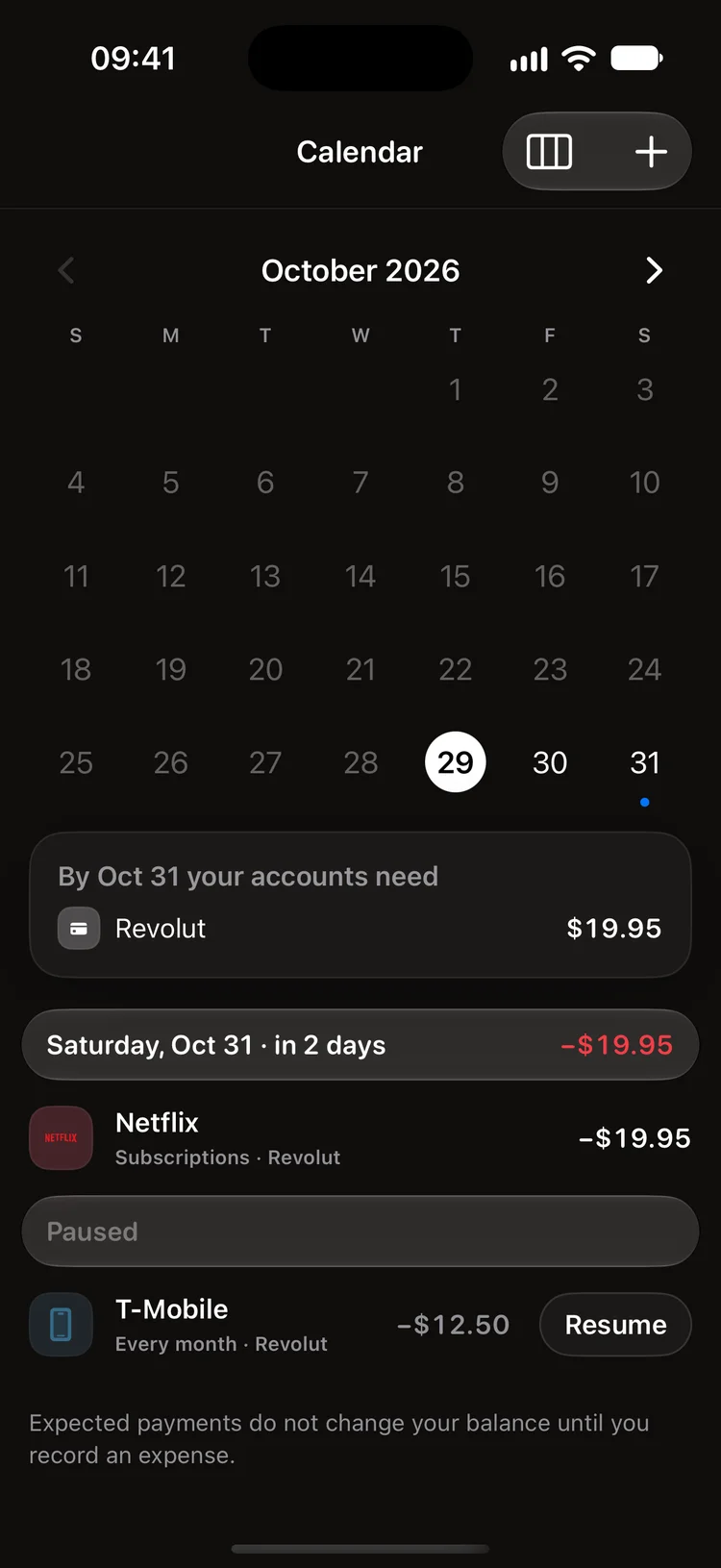 Bill calendar